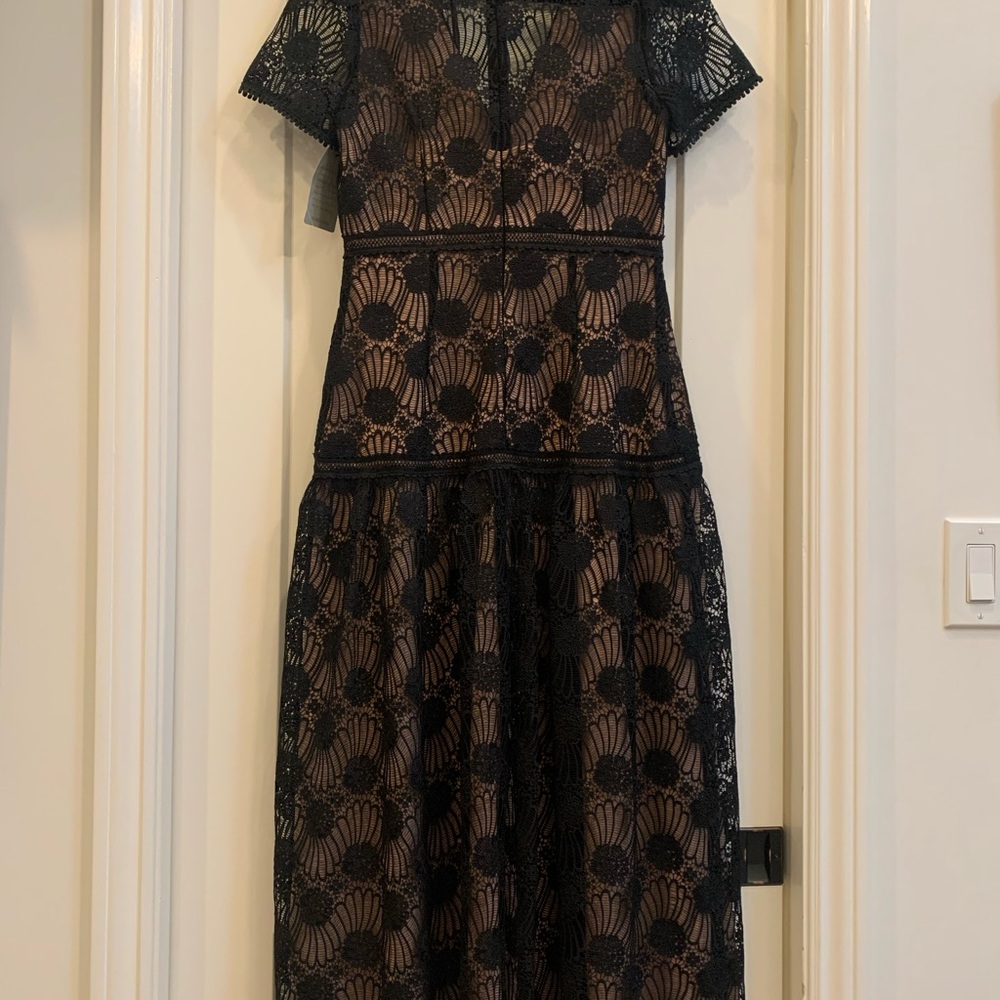 NWT ML Monique Lhuillier Lace Midi Dress